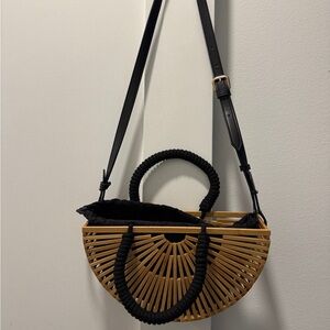 Topshop Black and Tan Crossbody Bag